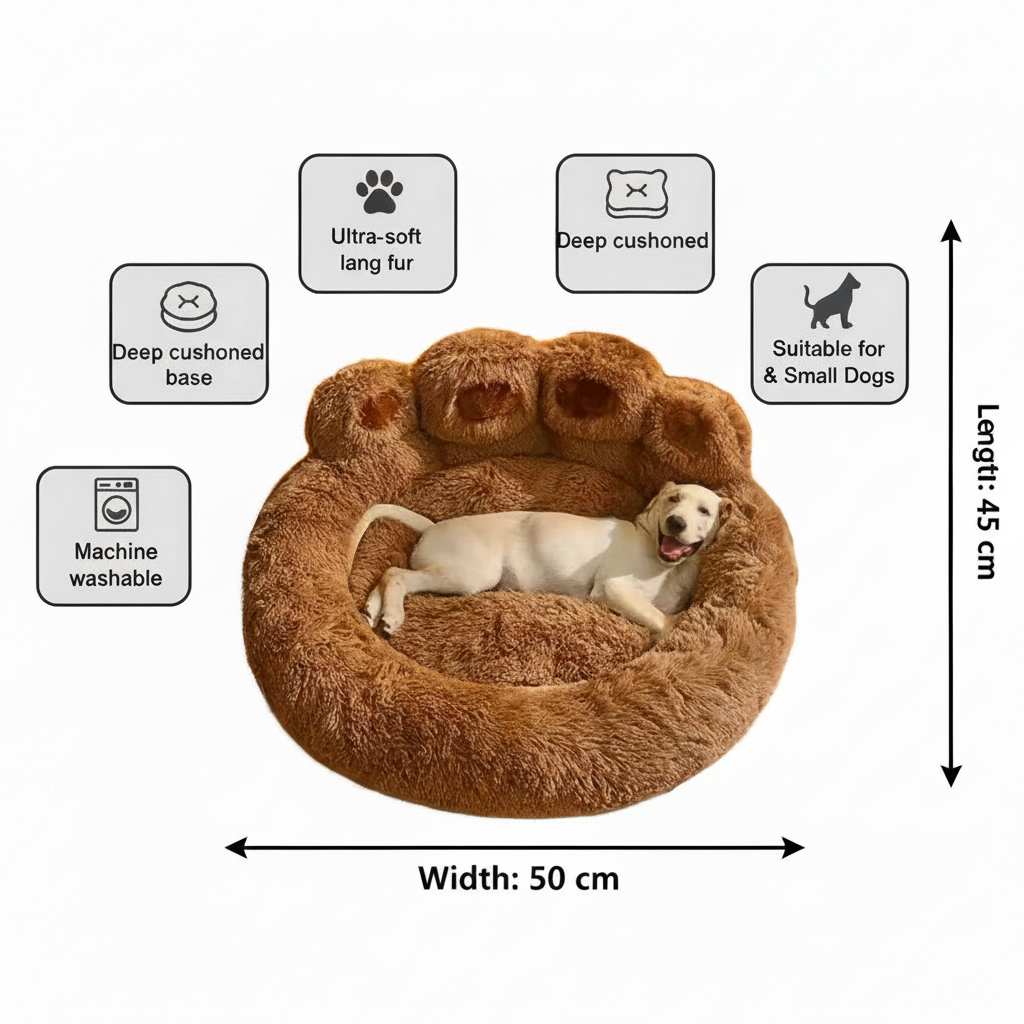 Bear Paw Plush Pet Bed - Product Spec