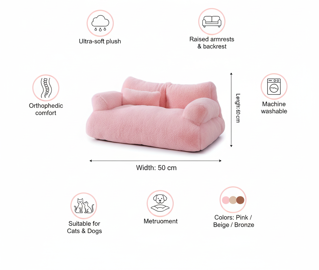 Fluffy Plush Pet Sofa Bed - Product Spec