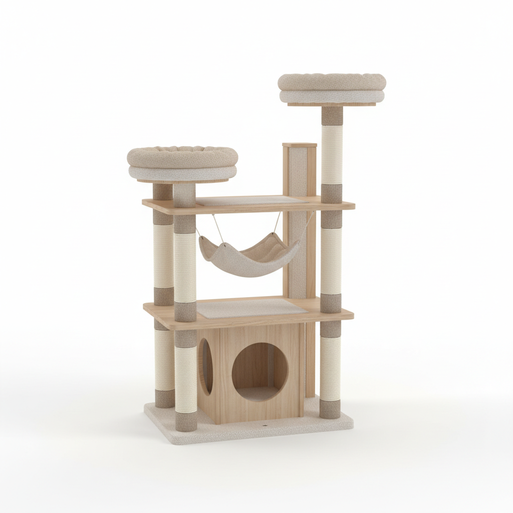 Multi-level cat tree tower front view